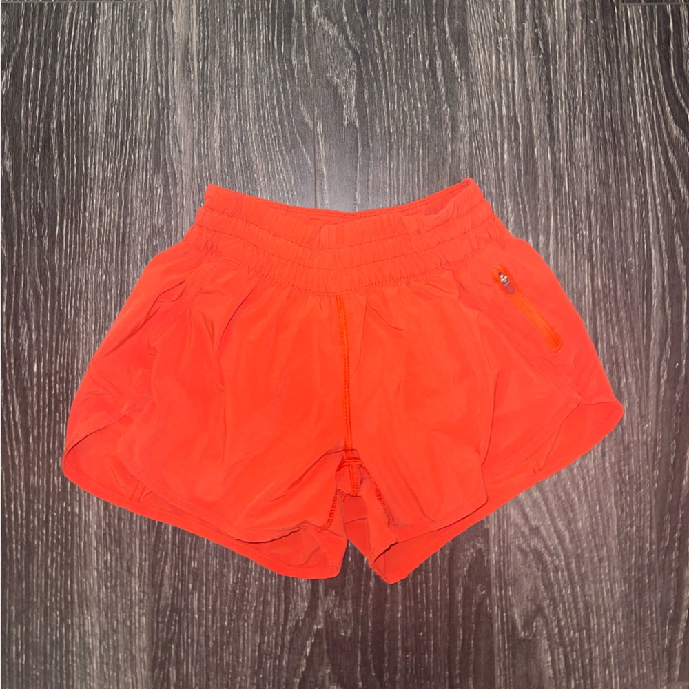 Lululemon red/orange running shorts size 8